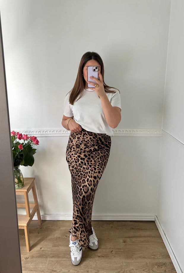 Leopard Satin Maxirock