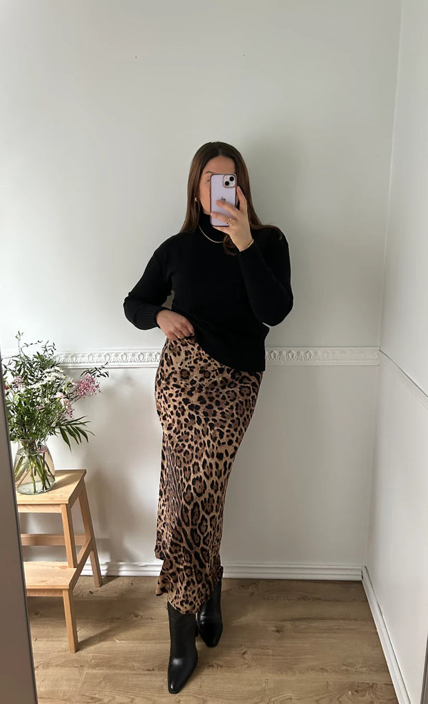 Leopard Satin Maxirock