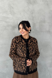 Leoparden Fransen Cardigan