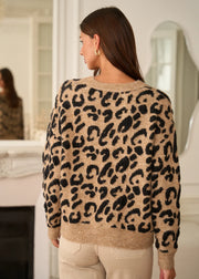 Oversized Leopardenmuster-Pullover