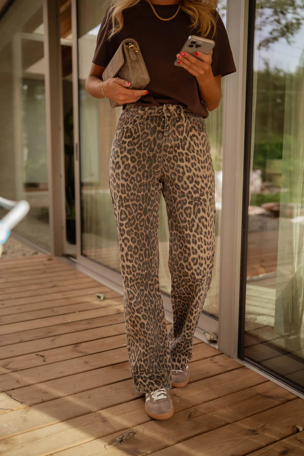 Leopardprint High-Rise Flare-Hose